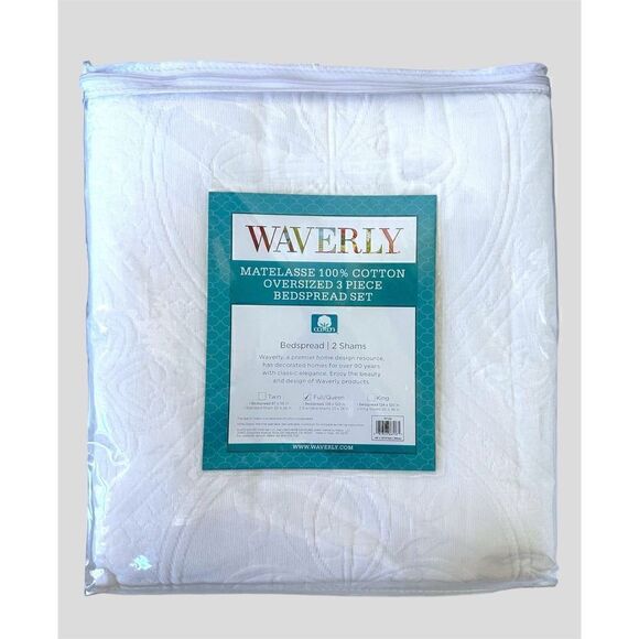Full/Queen- Waverly Matelasse Bedspread Set, One Size , White - Picture 2 of 10